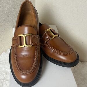 Chloe Brown Leather Loafers Women's Size: 6.5 | IT 36.5